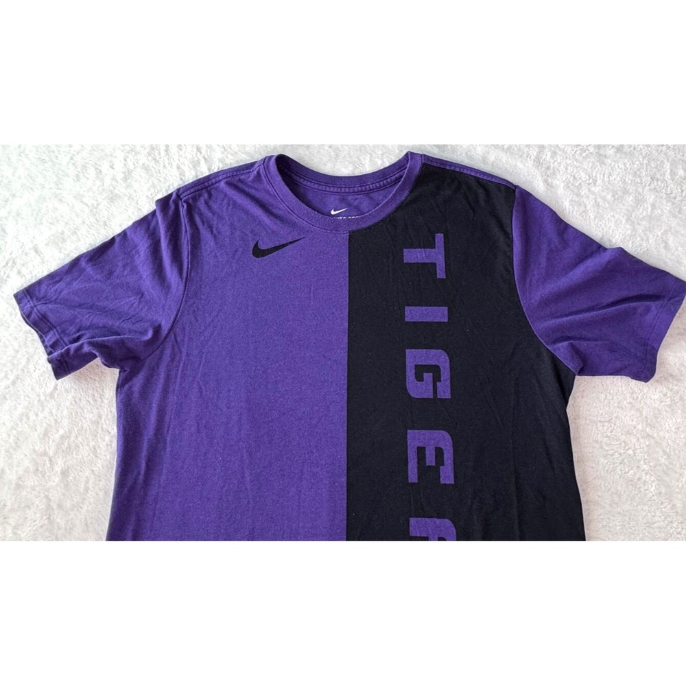 LSU Tigers Nike Tee shirt Adult large Colorblock purple Y2K football USA made - Picture 6 of 14